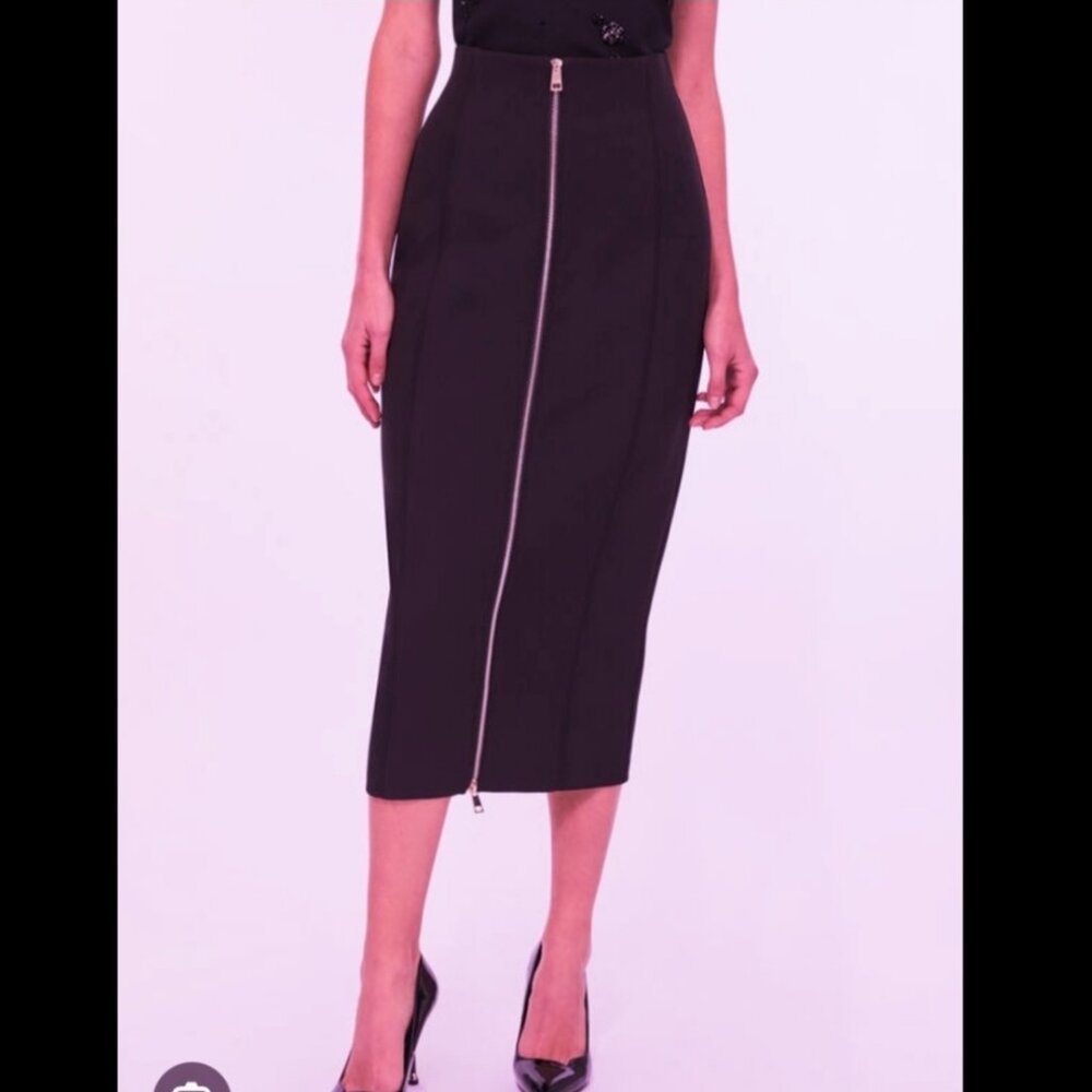 Sonia Fortuna Purple Zip Front Pencil Midi Skirt – Made in Italy